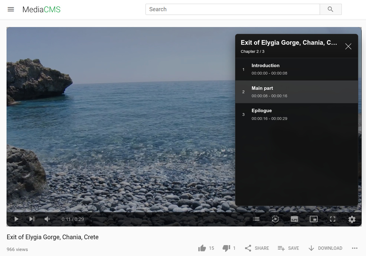 Chapters in video player