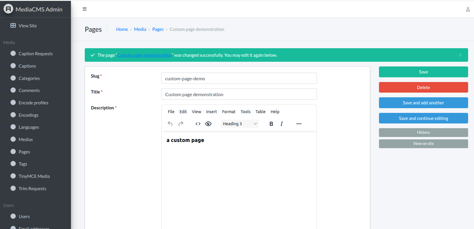 Custom page editor