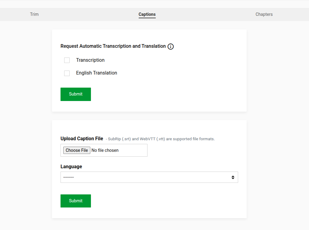 Transcription options